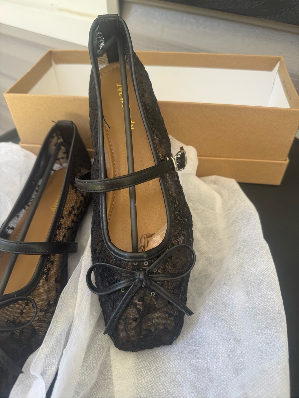 Newlady Ballet Flats Women's Mesh  Mary Jane Black NWT Size 8 - Picture 2 of 8
